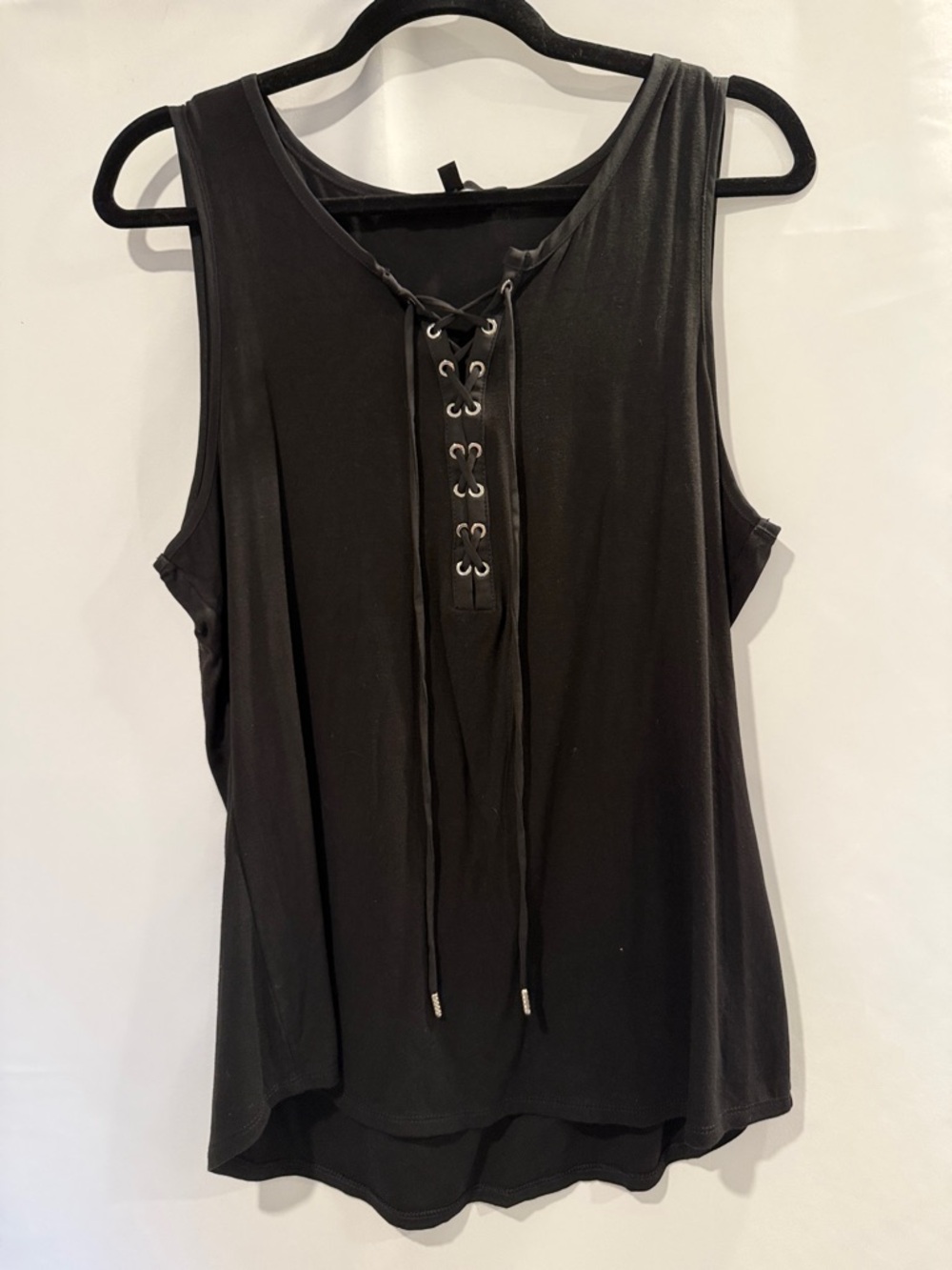 White House Black Market Black Lace-Up Tank Top